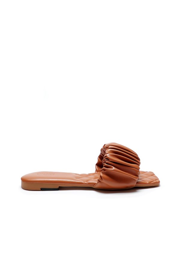 Quilted Ruched Faux Leather Flat Slide Sandals -Sale