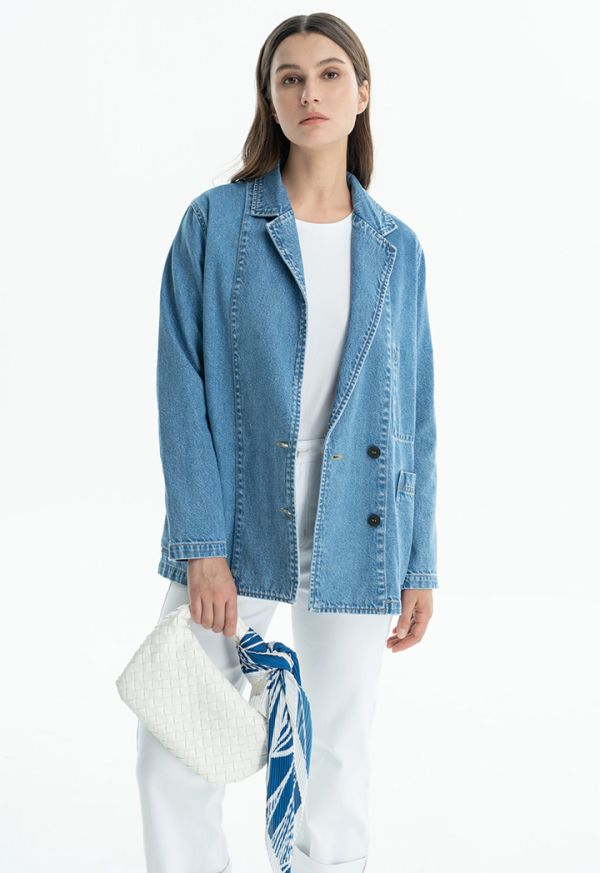 Denim Double Breasted Blazer -Sale