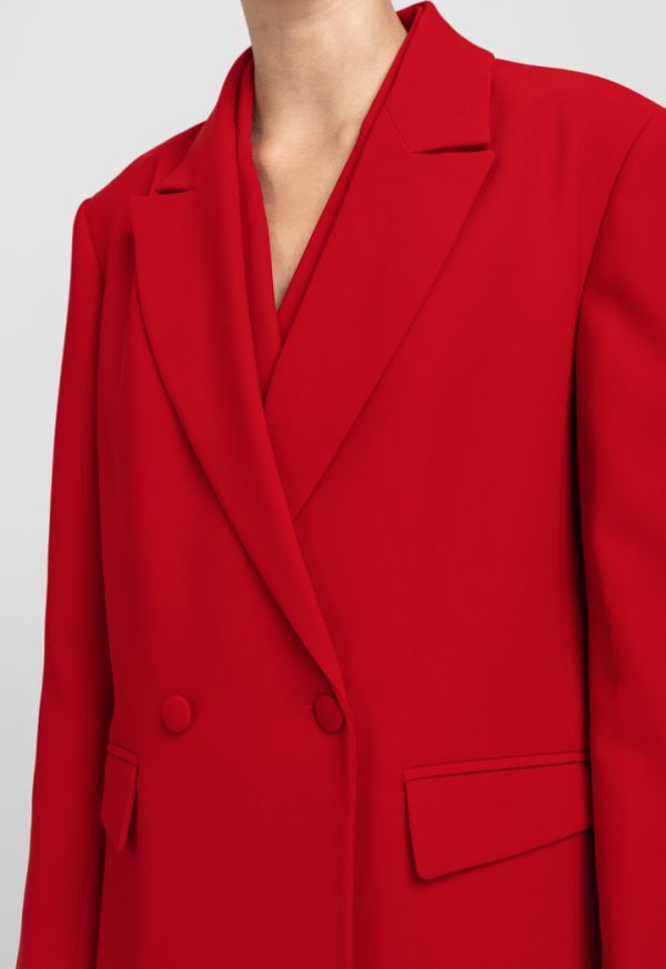 Notched Collar Double Breasted Blazer