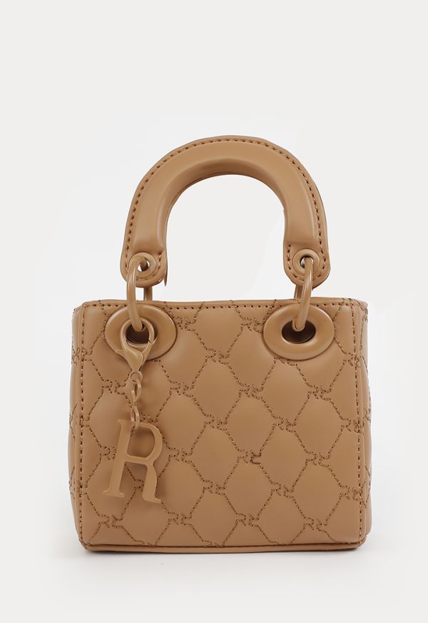 Quilted Leather Top Carry Handle Hand Bag With Medal -Sale