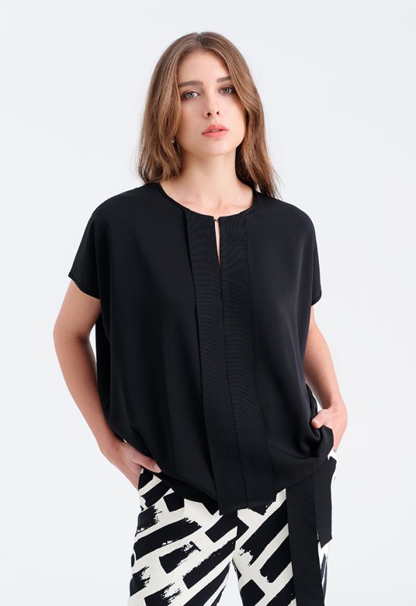Solid Crepe Loose Fit Blouse