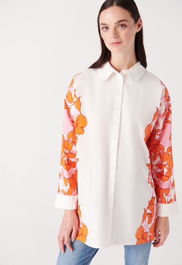 Sided Printed Collared Cotton Shirt -Sale