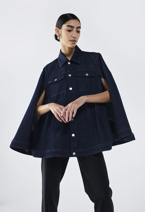 Solid Denim Cape