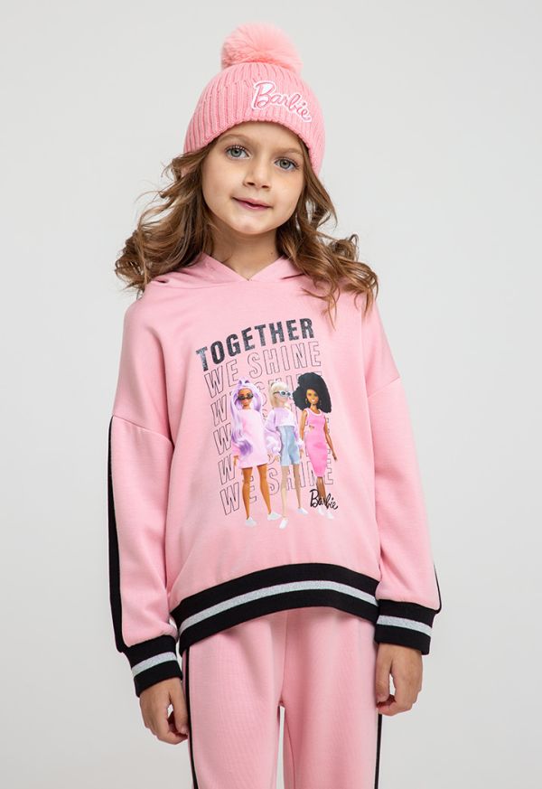 Barbie Graphic Print Adjustable Drawstring Long Sleeves Hoodie - Co Ords -Sale