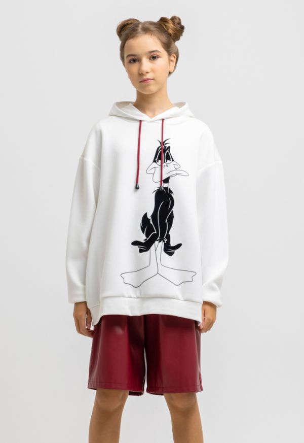 Daffy Duck Printed Long Sleeves Drawstring Hoodie -Sale