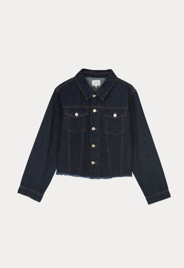 Cropped Denim Texture Outer Jacket Sale