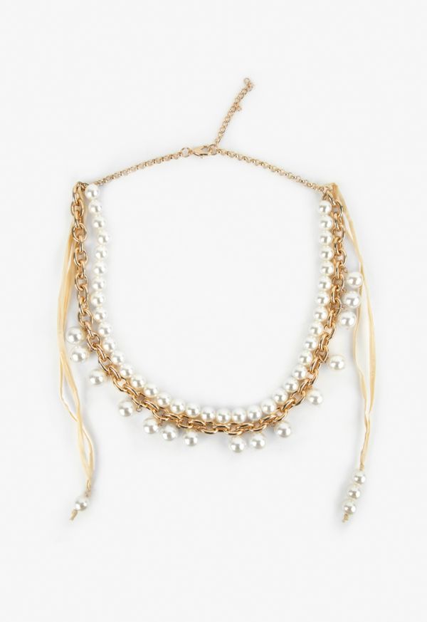Faux Pearls Embellished Necklace