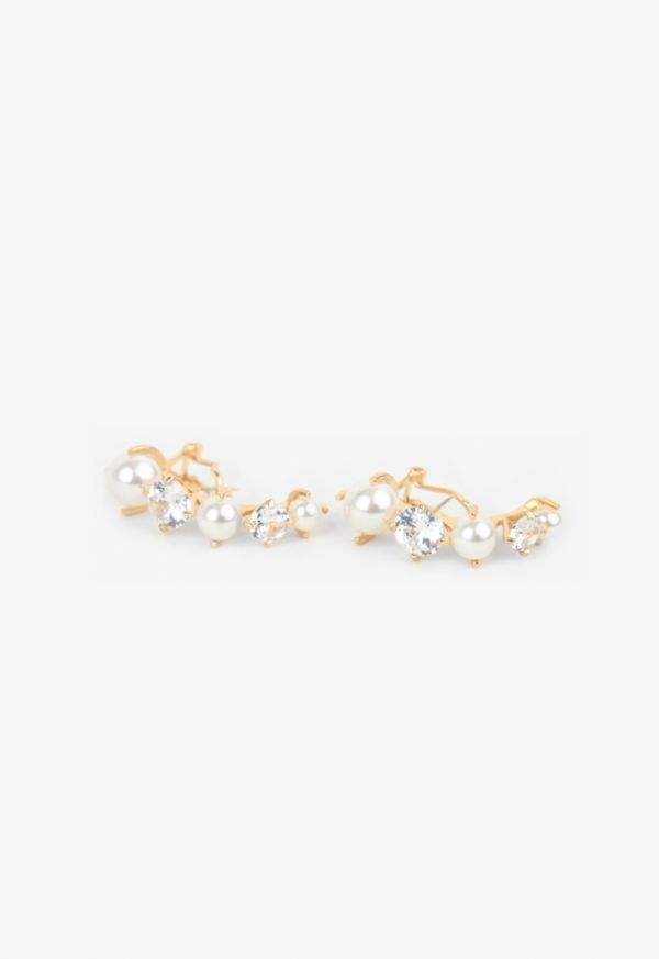 Faux Pearls and Rhinestones Earrings