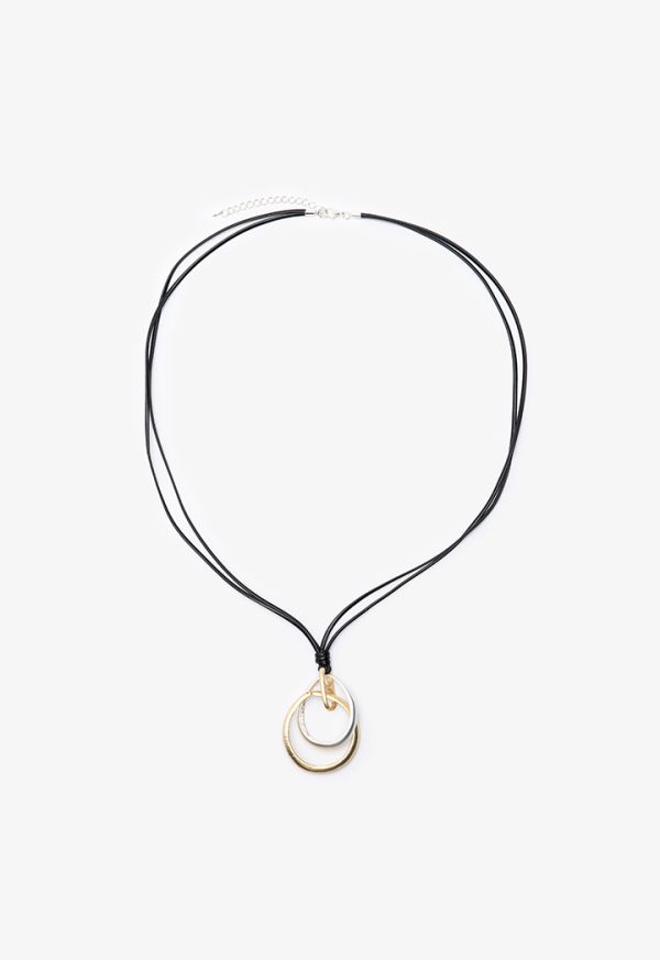 Interlocking Alloy Double Cord Chain Fashion Necklace -Sale