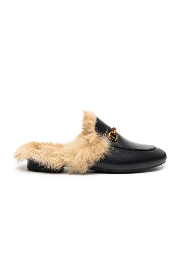 PU Leather Alloy Chain Fur Mules -Sale