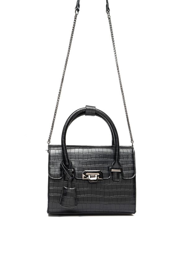 Embossed Shiny PU Leather Satchel Bag -Sale