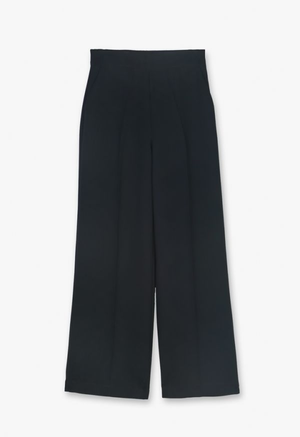 High-Waist Solid Wide Legs Trousers