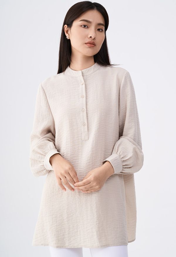 Solid Crinkled Relaxed Fit Tunic