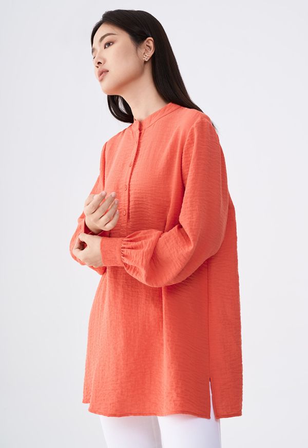 Solid Crinkled Relaxed Fit Tunic