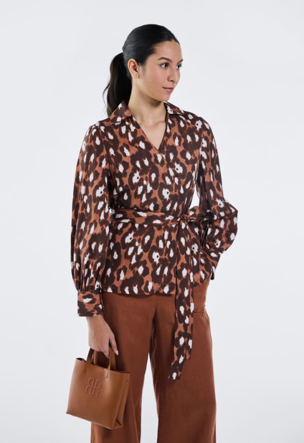 Leopard Print Wrap Belted kimono