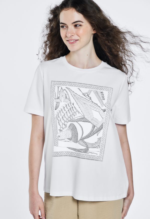 Printed Motif Round Neck T-shirt