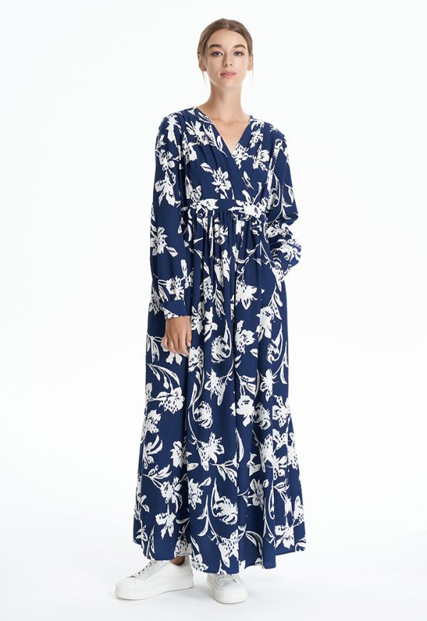Floral Printed Gathered Dress -Sale
