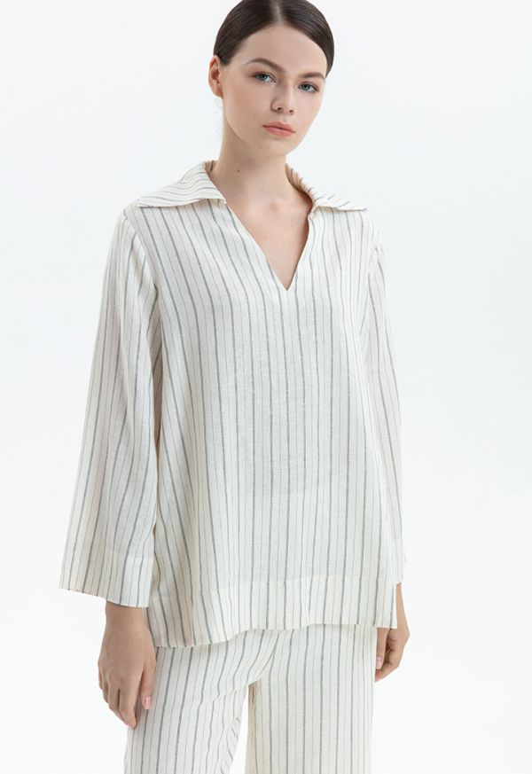 Loose Fit Striped Blouse -Sale