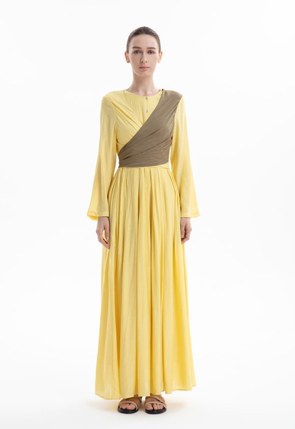 Textured Maxi Dress with Long Sleeves  -Sale
