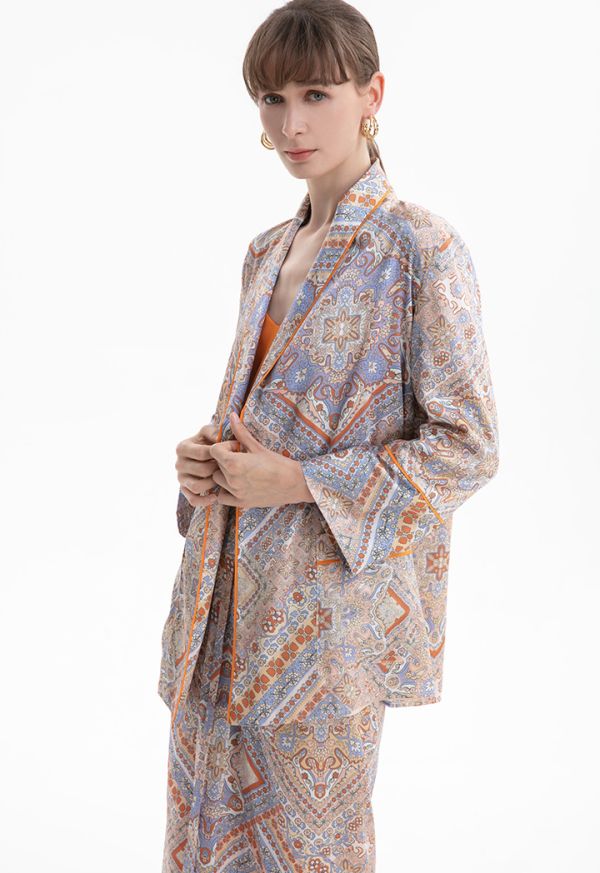 Ditsy Print Collared Jacket -Sale