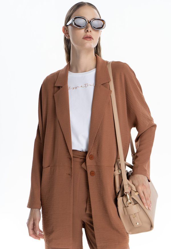 Solid Double Breasted Tiered Blazer - Work Style -Sale