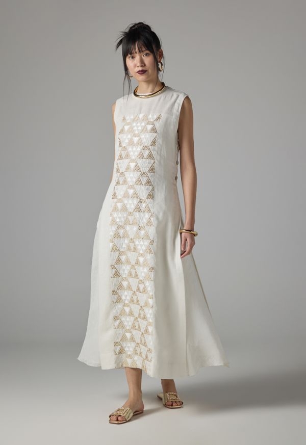 Geometric Stitch Sleeveless Maxi Dress - Ramadan Style