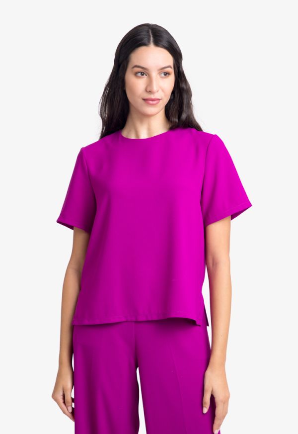 Solid Vibrant Short Sleeves Blouse -Sale