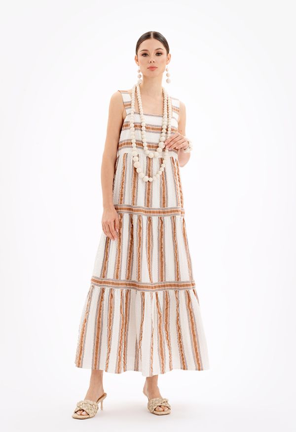 Sleeveless Striped Tiered Maxi Dress -Sale
