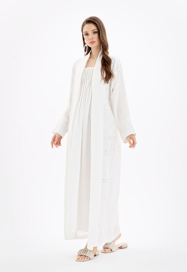 Open Front Maxi Embroidered Abaya -Sale