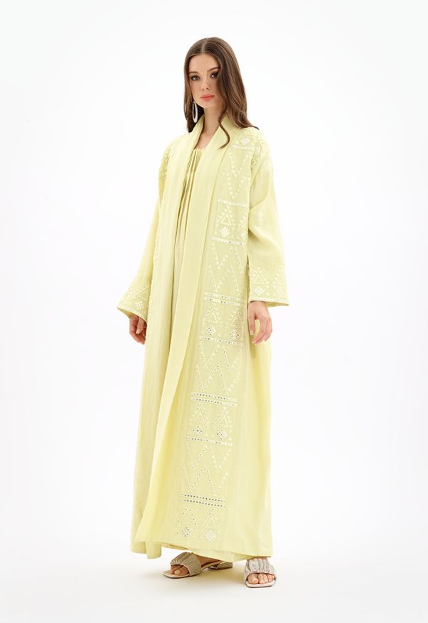 Open Front Maxi Embroidered Abaya -Sale