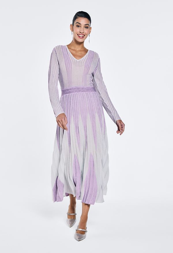 Knitted Lurex Flared Dress (2 PCS)