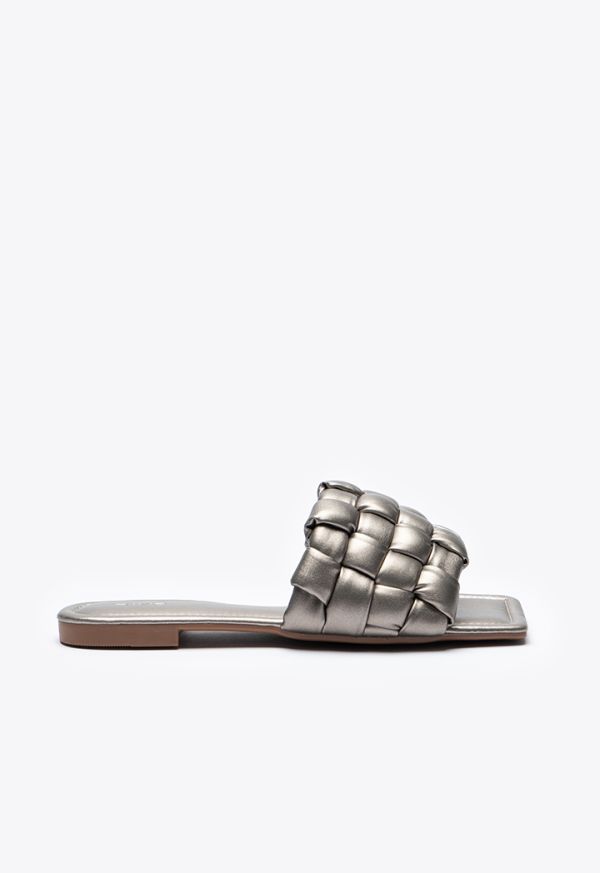 Quilt Braided Flat Slide Sandals -Sale