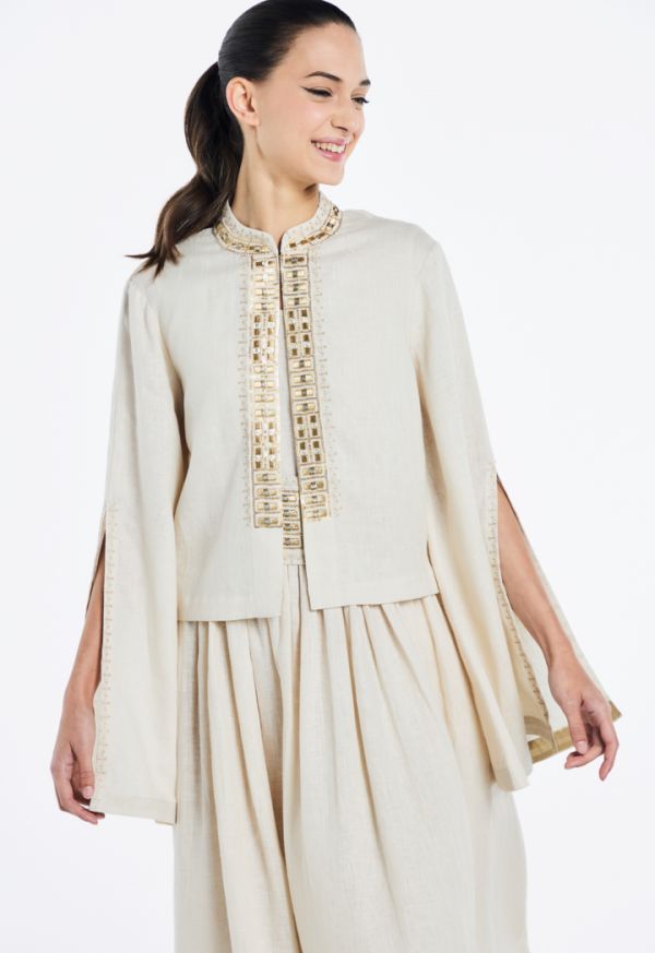 Sequin Embroidered Bell Sleeves jacket- Ramadan Style
