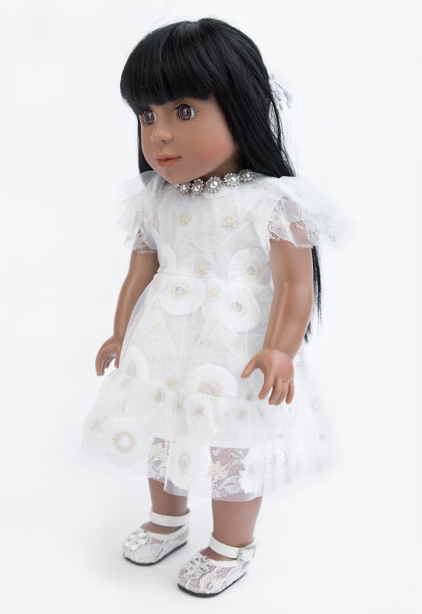 Solid Ruffled Belted Doll Dress