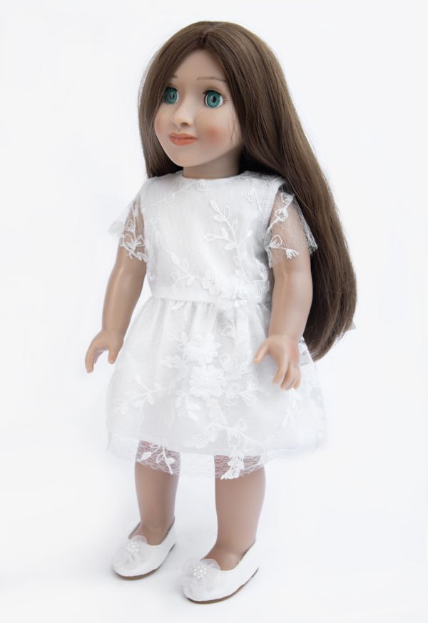 Belted Floral Lace Mesh Doll Dress