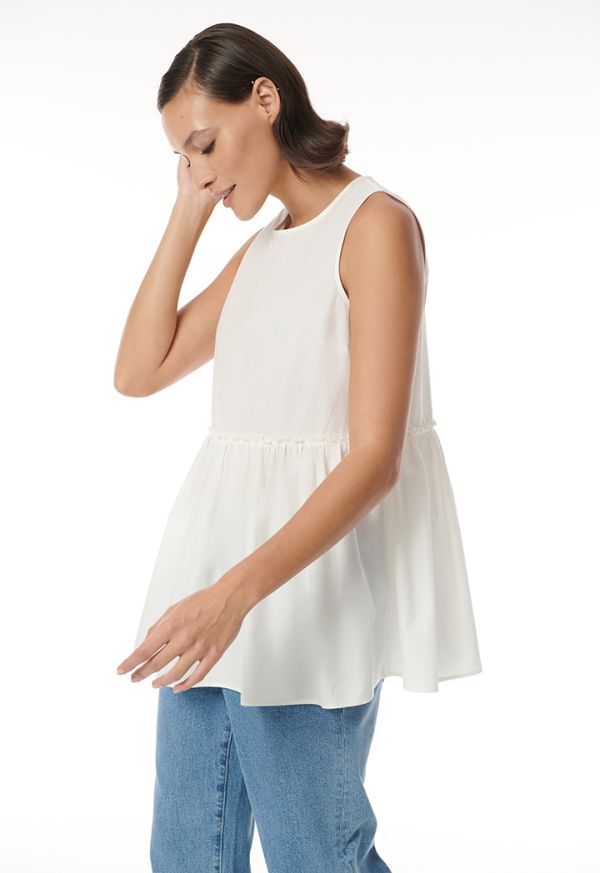 Flared Tiered Solid Sleeves T-Shirt
