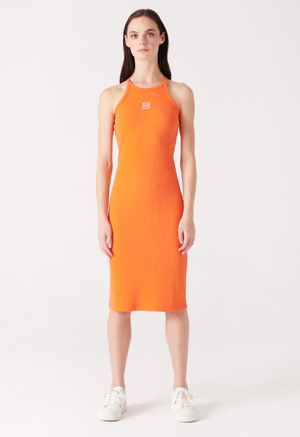 Textured Halter Slim Solid Dress -Sale