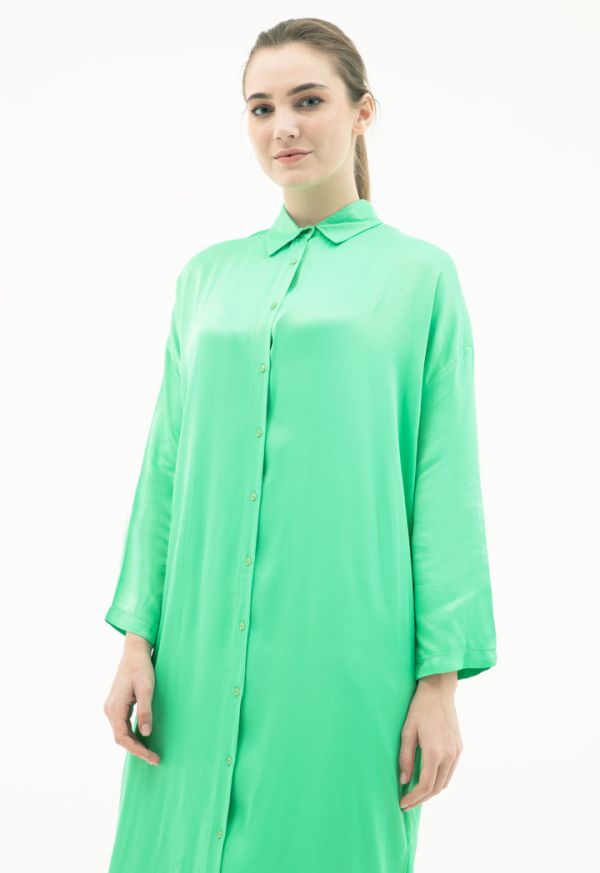 Soft Solid Shirt Dress -Sale