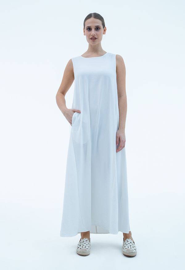 Simple Sleeveless Dress With Pockets -Sale