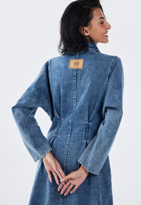 Half Zipper Denim Dress