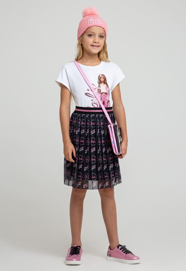 Barbie All Over Printed Elasticated Waist Mesh Midi Skirt -Sale