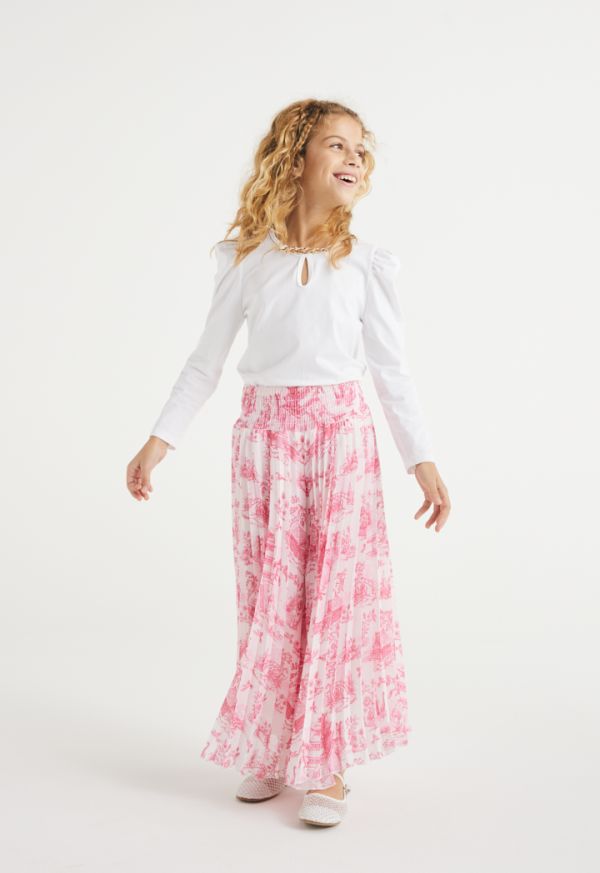 Pleated Floral Palazzo Trousers