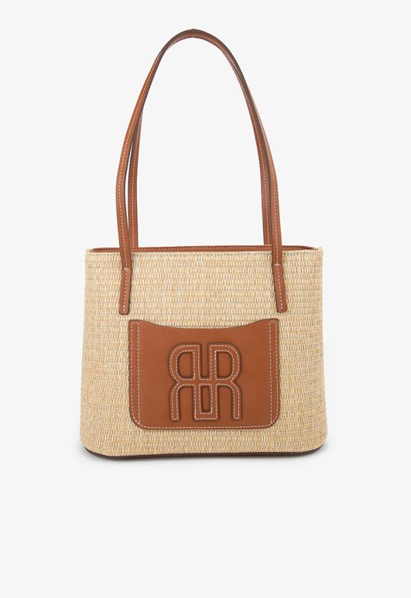 PU Leather Faux Straw Tote Bag