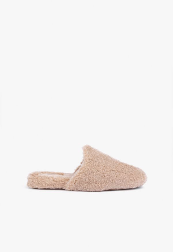 Embellished Shearling Mules Slippers