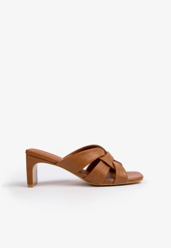 Iconic Textured Leather Heeled Sandals