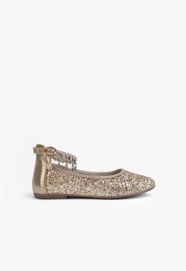 Glittery Embellished Flat Strap Shoes