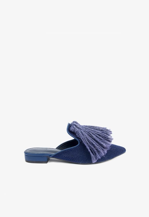 Pointed Toe Tassel Mules