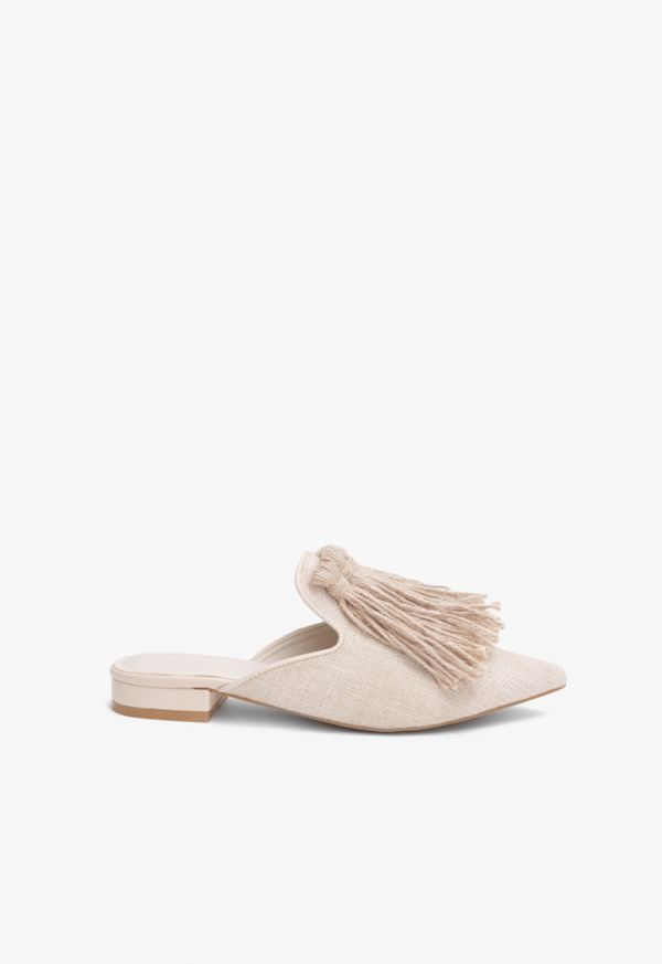 Pointed Toe Tassel Mules