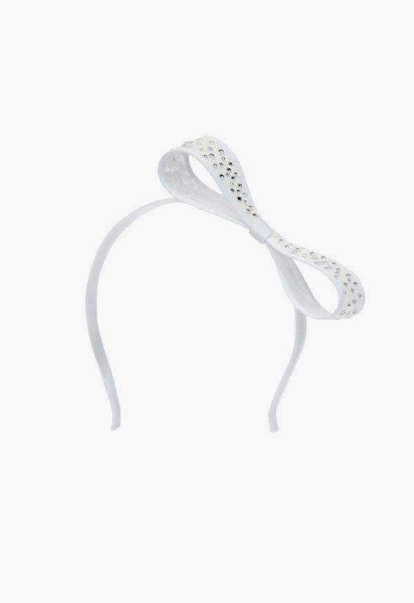 Crystal Embellished Lace Bow Headband