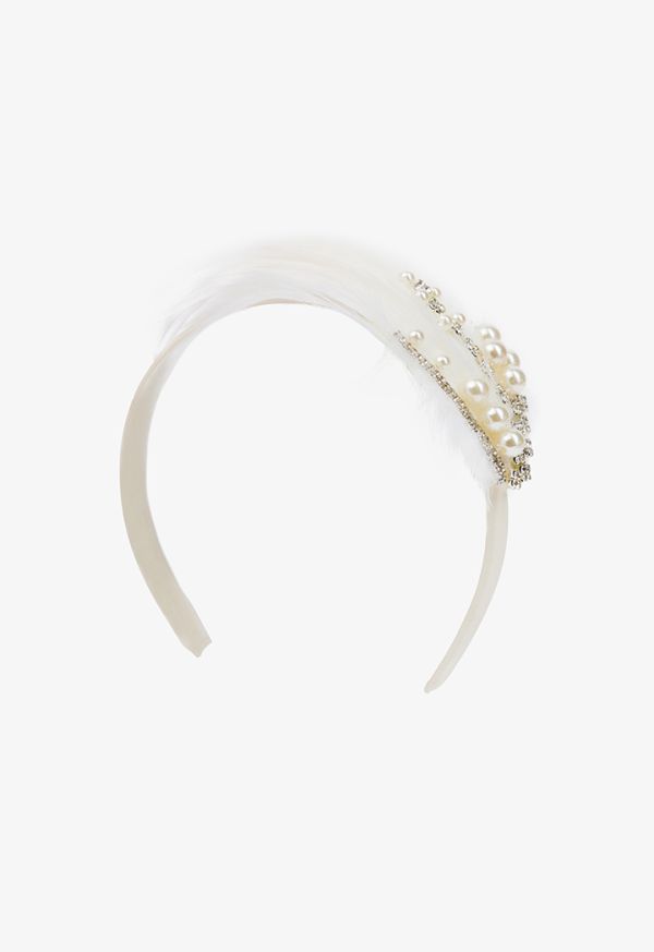 Fantasy Embellished Crystal and Faux Feather Headband